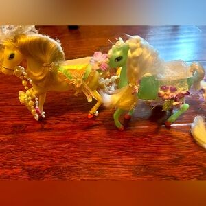 Set of 2 Vintage Marchon Enchanted Kingdom horses: Bouquet and Winter Bride
